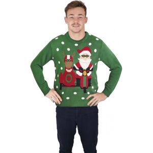 Rubies (M / L) Green Christmas sweater with biker Santa Rubies (M / L) Green Christmas sweater with biker Santa