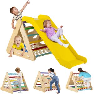 Casart 4-in-1 Triangle Climber Set Wooden Toddler Climber w/ Ramp Sliding Board Casart 4-in-1 Triangle Climber Set Wooden Toddler Climber w/ Ramp Sliding Board