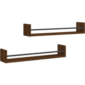 (brown oak, 80 x 16 x 14 cm) vidaXL Wall Shelves with Bars Floating Shelf Rack W (brown oak, 80 x 16 x 14 cm) vidaXL Wall Shelves with Bars Floating Shelf Rack W