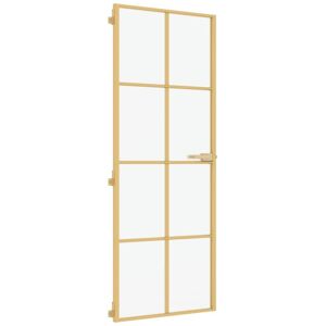vidaXL Interior Door Slim Sliding Door Golden Tempered Glass and Aluminium vidaXL Interior Door Slim Sliding Door Golden Tempered Glass and Aluminium