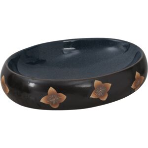 vidaXL Black and Blue Oval Ceramic Countertop Bathroom Sink - Bathroom Sink vidaXL Black and Blue Oval Ceramic Countertop Bathroom Sink - Bathroom Sink