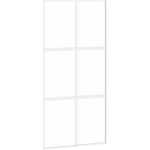 vidaXL Sliding Door Interior Barn Door White Tempered Glass and Aluminium vidaXL Sliding Door Interior Barn Door White Tempered Glass and Aluminium