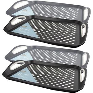 Taurus-Web-Tech 4x Anti-Slip Home Kitchen Serving Trays Rubber Grip Handles Party UK Taurus-Web-Tech 4x Anti-Slip Home Kitchen Serving Trays Rubber Grip Handles Party UK