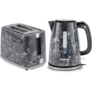 (Black) Geepas 1.7L Kettle and 2 Slice Toaster Set Design (Black) Geepas 1.7L Kettle and 2 Slice Toaster Set Design