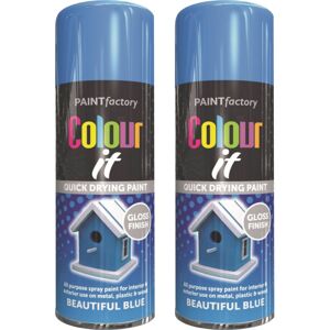 Rapide 2 x 400ml Beautiful Blue Gloss Spray For Car Van Bike Aerosol Paint Rapide 2 x 400ml Beautiful Blue Gloss Spray For Car Van Bike Aerosol Paint