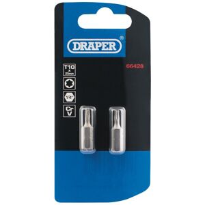 Draper TX-STAR® Insert Bit, 1/4"" Hex, 25mm Long, T10 (Pack of 2) Draper TX-STAR® Insert Bit, 1/4"" Hex, 25mm Long, T10 (Pack of 2)