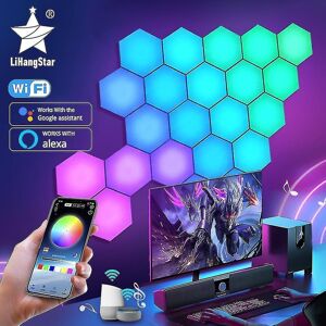 Unbranded (WIFI voice control, 3PCS) Hexagon Lights Gaming - Rgb Led Hex Light Panels Hexa Unbranded (WIFI voice control, 3PCS) Hexagon Lights Gaming - Rgb Led Hex Light Panels Hexa