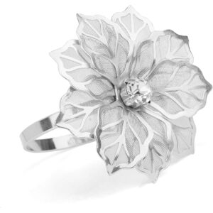 Unbranded 12-Pack Silver Flower Napkin Rings with Faux Rhinestones - Elegant Alloy Table D Unbranded 12-Pack Silver Flower Napkin Rings with Faux Rhinestones - Elegant Alloy Table D
