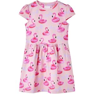 VidaXL (128) Kids' Dress Short Sleeves School Dress Flamingo Swim Ring Print Light Pink VidaXL (128) Kids' Dress Short Sleeves School Dress Flamingo Swim Ring Print Light Pink
