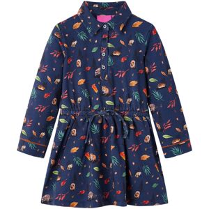 VidaXL (140) Kids' Dress with Long Sleeves School Short Girls' Dress Leaves Print Navy VidaXL (140) Kids' Dress with Long Sleeves School Short Girls' Dress Leaves Print Navy