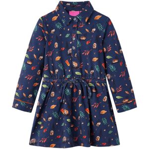 VidaXL (116) Kids' Dress with Long Sleeves School Short Girls' Dress Leaves Print Navy VidaXL (116) Kids' Dress with Long Sleeves School Short Girls' Dress Leaves Print Navy