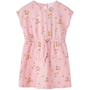 VidaXL (116) Kids' Dress with Drawstring Girl's Dress Puppy and Fruit Print Light Orang VidaXL (116) Kids' Dress with Drawstring Girl's Dress Puppy and Fruit Print Light Orang