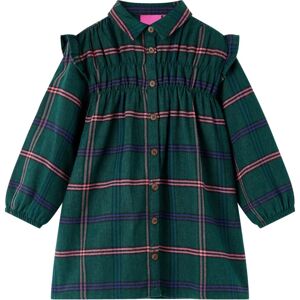 VidaXL (128) Kids' Dress with Long Sleeves School and Ruffles Children Dress Dark Green VidaXL (128) Kids' Dress with Long Sleeves School and Ruffles Children Dress Dark Green