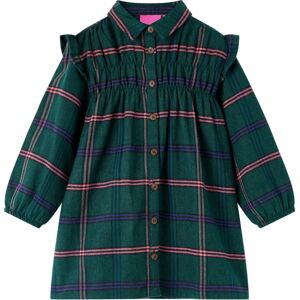 VidaXL (140) Kids' Dress with Long Sleeves School and Ruffles Children Dress Dark Green VidaXL (140) Kids' Dress with Long Sleeves School and Ruffles Children Dress Dark Green