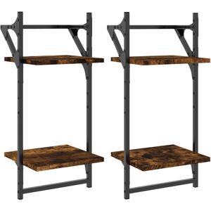 (smoked oak, 30 x 25 x 65 cm) vidaXL Wall Shelves with Bars Wall Mounted Shelf F (smoked oak, 30 x 25 x 65 cm) vidaXL Wall Shelves with Bars Wall Mounted Shelf F