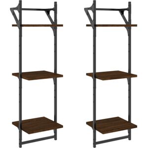 (brown oak, 30 x 25 x 100 cm) vidaXL Wall Shelves with Bars Wall Mounted Shelf F (brown oak, 30 x 25 x 100 cm) vidaXL Wall Shelves with Bars Wall Mounted Shelf F