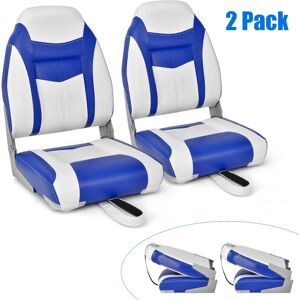 Costway Set of 2 High Back Boat Seat Folding Fishing Boat Chair W/ Long Fixation Strap Costway Set of 2 High Back Boat Seat Folding Fishing Boat Chair W/ Long Fixation Strap