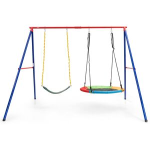 Costway Kids Swing Set A-Frame Metal Swing Stand W/ Saucer Swing Seat & Belt Swing Seat Costway Kids Swing Set A-Frame Metal Swing Stand W/ Saucer Swing Seat & Belt Swing Seat