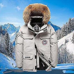 Unbranded (Gray White, L) Canada Style Men's Goose Down Jacket Outdoor 1:1 Quality Winter Unbranded (Gray White, L) Canada Style Men's Goose Down Jacket Outdoor 1:1 Quality Winter