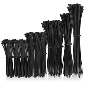 LAMXD 1000 Pieces Black Nylon Cable Ties Mixed Pack Heavy Duty Strong Self Locking Lon LAMXD 1000 Pieces Black Nylon Cable Ties Mixed Pack Heavy Duty Strong Self Locking Lon