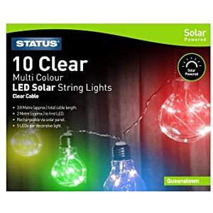 Status Queenstown Solar Light String / 10 Clear Multi Colour Outdoor Garden Light Bulbs Status Queenstown Solar Light String / 10 Clear Multi Colour Outdoor Garden Light Bulbs