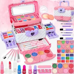 FHNSEL 54-Piece Kids Makeup Set A113 for Girls - Safe Washable Princess Pretend FHNSEL 54-Piece Kids Makeup Set A113 for Girls - Safe Washable Princess Pretend
