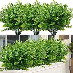 LOMOHOO 8pcs Artificial Greenery Plants Outdoor Fake Plastic Greenery Shrubs Plants for LOMOHOO 8pcs Artificial Greenery Plants Outdoor Fake Plastic Greenery Shrubs Plants for