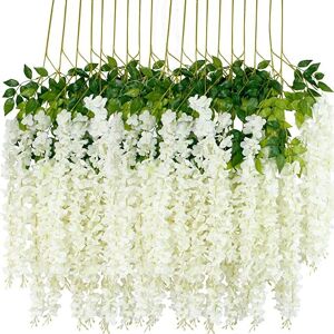 HanYun 12Pcs Artificial Wisteria Flowers 43 inch/Piece White Dense Artificial Fake Wist HanYun 12Pcs Artificial Wisteria Flowers 43 inch/Piece White Dense Artificial Fake Wist