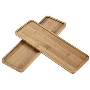 PATIKIL Plant Pot Saucer, 2 Pack 11x3.7 Inch Bamboo Rectangular Flower Drip Tray for Ind PATIKIL Plant Pot Saucer, 2 Pack 11x3.7 Inch Bamboo Rectangular Flower Drip Tray for Ind