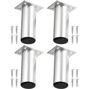 SPARES2GO Universal Adjustable Furniture Feet 4.5" Silver Wardrobe Table Footrest Riser Le SPARES2GO Universal Adjustable Furniture Feet 4.5" Silver Wardrobe Table Footrest Riser Le