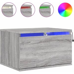(grey sonoma, 1 pcs) vidaXL Wall-mounted Bedside Cabinets with LED Lights Nights (grey sonoma, 1 pcs) vidaXL Wall-mounted Bedside Cabinets with LED Lights Nights