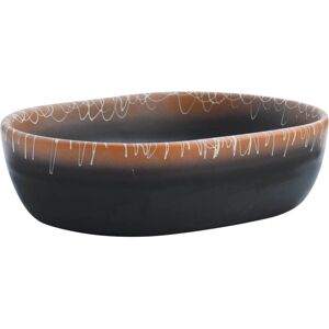 vidaXL Black and Orange Oval Countertop Washbasin - Washbasin vidaXL Black and Orange Oval Countertop Washbasin - Washbasin