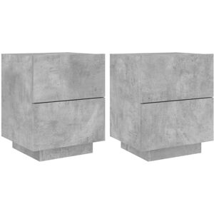 (concrete grey, 2 pcs) vidaXL Bedside Cabinets with LED Lights Nightstand Bed Ta (concrete grey, 2 pcs) vidaXL Bedside Cabinets with LED Lights Nightstand Bed Ta