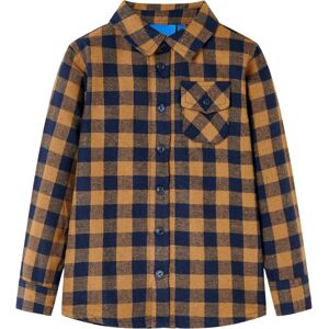 VidaXL (116) Kids' Plaid Shirt Long Sleeves Children's Shirt Toddler Top Cognac and Blu VidaXL (116) Kids' Plaid Shirt Long Sleeves Children's Shirt Toddler Top Cognac and Blu
