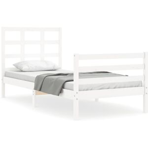 vidaXL Bed Frame White Small Single Wooden Platform Bed - Bed Frame vidaXL Bed Frame White Small Single Wooden Platform Bed - Bed Frame