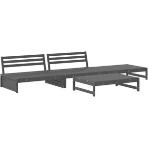 (grey) vidaXL Garden Lounge Set Outdoor Modular Sofa Set 4 Piece Solid Wood Pine (grey) vidaXL Garden Lounge Set Outdoor Modular Sofa Set 4 Piece Solid Wood Pine