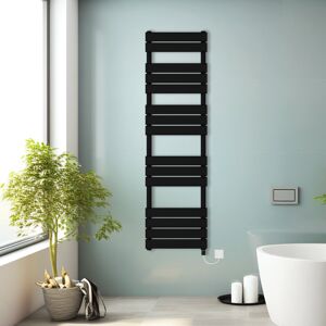 NRG (Black, 1600x450mm) Prefilled Electric Heated Towel Rail Radiator Flat Panel War NRG (Black, 1600x450mm) Prefilled Electric Heated Towel Rail Radiator Flat Panel War