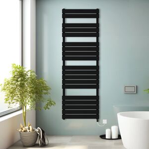 NRG (Black, 1800x600mm) Prefilled Electric Heated Towel Rail Radiator Flat Panel War NRG (Black, 1800x600mm) Prefilled Electric Heated Towel Rail Radiator Flat Panel War