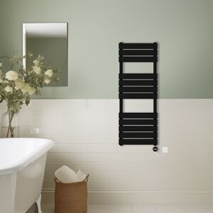 NRG (Black, 1200x450mm) Prefilled Thermostatic Electric Flat Panel Heated Towel Rail NRG (Black, 1200x450mm) Prefilled Thermostatic Electric Flat Panel Heated Towel Rail
