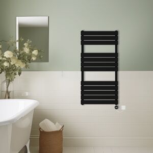 NRG (Black, 1200x600mm) Prefilled Thermostatic Electric Flat Panel Heated Towel Rail NRG (Black, 1200x600mm) Prefilled Thermostatic Electric Flat Panel Heated Towel Rail