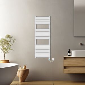 NRG (White, 1200x450mm) Prefilled Electric Flat Panel Heated Towel Rail Radiator The NRG (White, 1200x450mm) Prefilled Electric Flat Panel Heated Towel Rail Radiator The