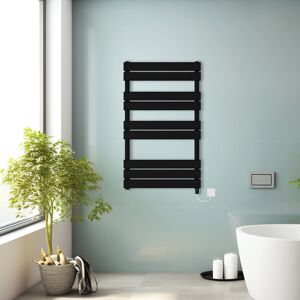 NRG (Black, 1000x600mm) Prefilled Electric Heated Towel Rail Radiator Flat Panel War NRG (Black, 1000x600mm) Prefilled Electric Heated Towel Rail Radiator Flat Panel War