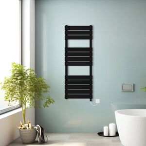 NRG (Black, 1200x450mm) Prefilled Electric Heated Towel Rail Radiator Flat Panel War NRG (Black, 1200x450mm) Prefilled Electric Heated Towel Rail Radiator Flat Panel War