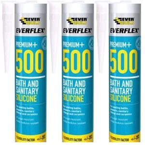 Everbuild Everflex 500 Bath and Sanitary Silicone, Stone, 295 ml 500 Everbuild Everflex 500 Bath and Sanitary Silicone, Stone, 295 ml 500