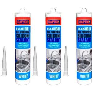 Rapide All-Purpose Flexible Silicone Sealant Cartridge White 260ml 5966 (Pack Rapide All-Purpose Flexible Silicone Sealant Cartridge White 260ml 5966 (Pack