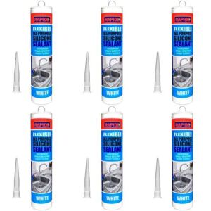 Rapide All-Purpose Flexible Silicone Sealant Cartridge White 260ml 5966 (Pack Rapide All-Purpose Flexible Silicone Sealant Cartridge White 260ml 5966 (Pack