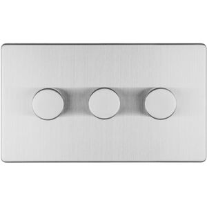 Loops 3 Gang Rotary Dimmer Switch 2 Way LED SCREWLESS SATIN STEEL Light Dimming Wall Loops 3 Gang Rotary Dimmer Switch 2 Way LED SCREWLESS SATIN STEEL Light Dimming Wall