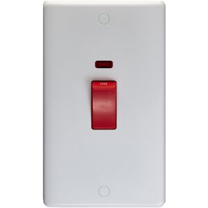 Loops 2 Gang Double Vertical 45A DP Cooker Switch & Neon WHITE PLASTIC Oven Appliance Loops 2 Gang Double Vertical 45A DP Cooker Switch & Neon WHITE PLASTIC Oven Appliance