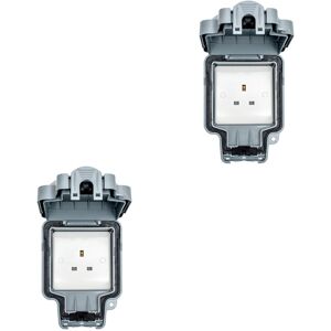 Loops 2 PACK IP66 Outdoor 1 Gang Single Unswitched 13A UK Plug Socket Garden Enclosure Loops 2 PACK IP66 Outdoor 1 Gang Single Unswitched 13A UK Plug Socket Garden Enclosure