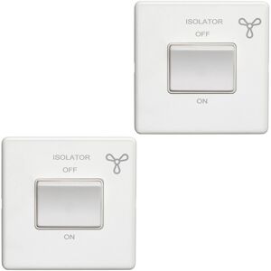 Loops 2 PACK SCREWLESS 6A Extractor Fan Isolator Switch MATT WHITE 3 Pole Shower Loops 2 PACK SCREWLESS 6A Extractor Fan Isolator Switch MATT WHITE 3 Pole Shower